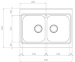 Lavello-ROSSANA-appoggio-80X60-2-vasche-ACCIAIO-INOX