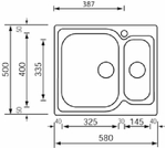 Lavello-MATICO-58X50-2-vasche-sinistre-ACCIAIO-INOX