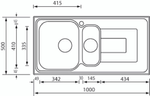 Lavello-COMO--100X50-2-vasche-sinistre--gocciolatoio-ACCIAIO-INOX