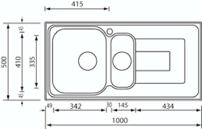 Lavello-COMO--100X50-2-vasche-sinistre--gocciolatoio-ACCIAIO-INOX