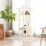 vidaXL Albero per Gatti con Tiragraffi in Sisal Crema 162 cm