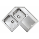 Cm Lavello ZENITH ad angolo 83x83 2 vasche sinistre+ gocciolatoio ACCIAIO INOX