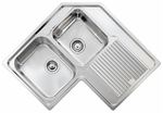 Lavello-ZENITH-ad-angolo-83x83-2-vasche-sinistre--gocciolatoio-ACCIAIO-INOX