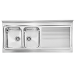 Cm Lavello ROSSANA appoggio 135X60 2 vasche sinistre+ gocciolatoio ACCIAIO INOX