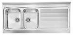 Lavello-ROSSANA-appoggio-135X60-2-vasche-sinistre--gocciolatoio-ACCIAIO-INOX