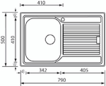 Lavello-ZENITH-79x50-1-vasca-sinistra--gocciolatoio-ACCIAIO-INOX