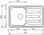 Lavello-CRISTAL-79X50-1-vasca-destra---gocciolatoio-ACCIAIO-INOX