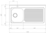 Lavello-ROSSANA-appoggio-105X60-1-vasca-destra--gocciolatoio-ACCIAIO-INOX