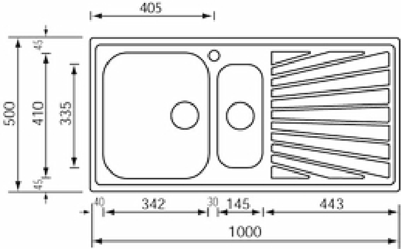 Lavello-COMETA-100x50-2-vasche-destre--gocciolatoio-ACCIAIO-INOX