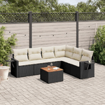 vidaXL Set Divani da Giardino con Cuscini 7pz Nero Polyrattan