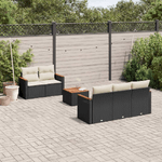 vidaXL Set Divano da Giardino 6 pz con Cuscini Nero in Polyrattan