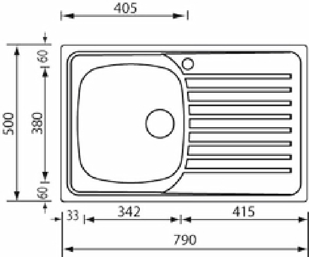 Lavello-SIROS-79X50-1-vasca-sinistra--gocciolatoio-ACCIAIO-INOX-finitura-Satinato