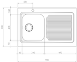 Lavello-ROSSANA-appoggio-90X60-1-vasca-destra--gocciolatoio-ACCIAIO-INOX