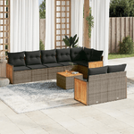 vidaXL Set Divano da Giardino 9 pz con Cuscini Grigio in Polyrattan