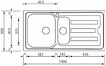 Lavello-CRISTAL--100X50-2-vasche-destre--gocciolatoio-ACCIAIO-INOX