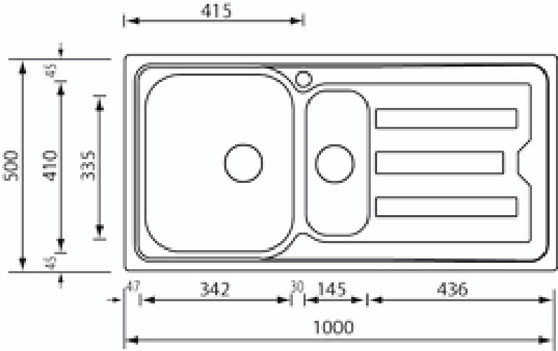 Lavello-CRISTAL--100X50-2-vasche-destre--gocciolatoio-ACCIAIO-INOX