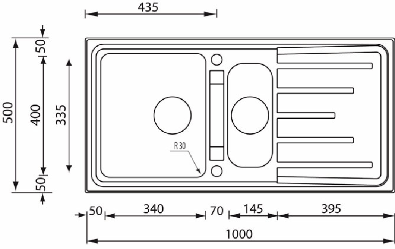 Lavello-BRANDO-F3--2-vasche-versione-reversibile---gocciolatoio-ACCIAIO-INOX-incasso-SOPRATOP-1000-X-500-prof.-21--14