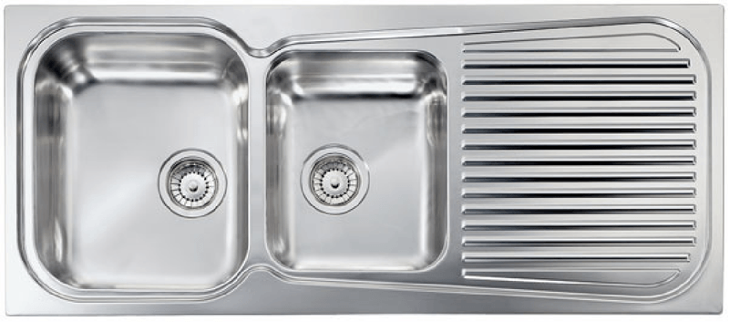 Lavello-MATICO-116X50-2-vasche-sinistre--gocciolatoio-ACCIAIO-INOX