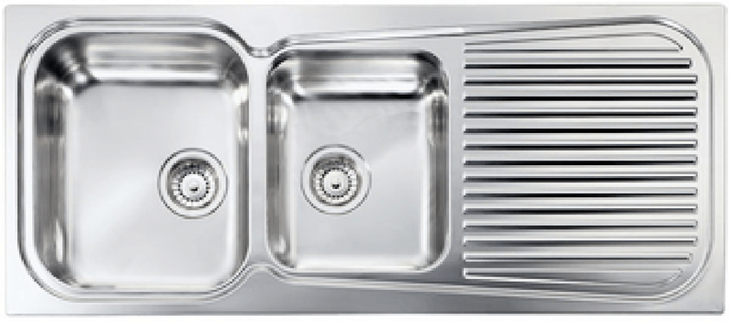 Lavello-MATICO-116X50-2-vasche-destre--gocciolatoio-ACCIAIO-INOX