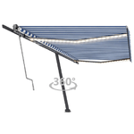 Tenda Automatica Sensore Vento e LED 500x300 cm Blu e Bianca