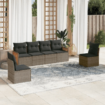 vidaXL Set Divano da Giardino 6 pz con Cuscini Grigio in Polyrattan