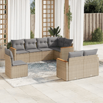 vidaXL Set Divano da Giardino 8 pz con Cuscini Beige Misto Polyrattan