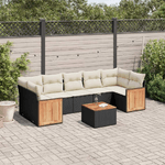 vidaXL Set Divani da Giardino con Cuscini 8 pz Nero in Polyrattan