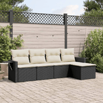 vidaXL Set Divani da Giardino 5 pz con Cuscini in Polyrattan Nero