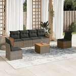 vidaXL Set Divani da Giardino 7 pz con Cuscini Grigio in Polyrattan