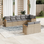 vidaXL Set Divano da Giardino 8 pz con Cuscini Beige Misto Polyrattan