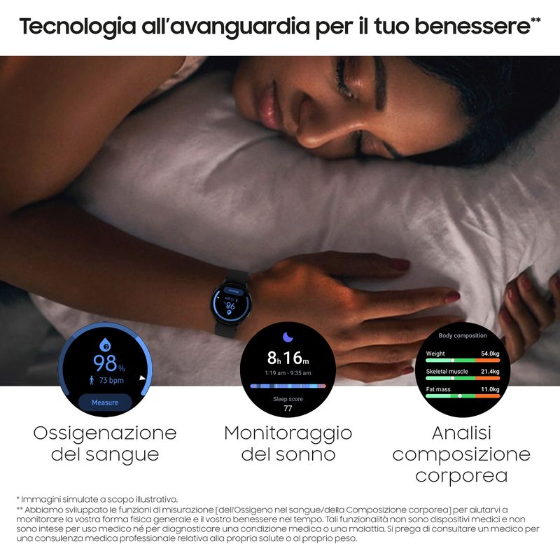 Samsung-Galaxy-Watch4-40mm-Smartwatch-Ghiera-Touch-Alluminio-Memoria-16GB-Black