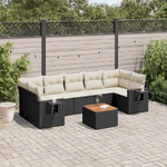 vidaXL Set Divani da Giardino con Cuscini 8 pz Nero in Polyrattan