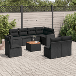 vidaXL Set Divani da Giardino 9 pz con Cuscini Nero in Polyrattan