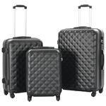 vidaXL Set Trolley a Custodia Rigida 3 pz Nero in ABS