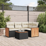 vidaXL Set Divani da Giardino 5 pz con Cuscini in Polyrattan Nero