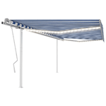 vidaXL Tenda da Sole Retrattile Manuale con LED 4x3 m Blu e Bianca