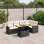 vidaXL Set Divano da Giardino 6 pz con Cuscini Nero in Polyrattan