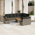 vidaXL Set Divani da Giardino 11 pz con Cuscini in Polyrattan Grigio