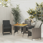 vidaXL Tavolo Giardino Grigio 70x70x72 cm Polyrattan e Massello Acacia