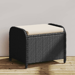 vidaXL Sgabello Giardino con Cuscino Nero 58x46x46 cm in Polyrattan