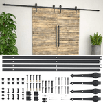 Kit di Binari per Porte Scorrevoli 2x183 cm in Acciaio Nero