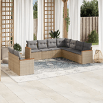 vidaXL Set Divano da Giardino 9 pz con Cuscini Beige Misto Polyrattan