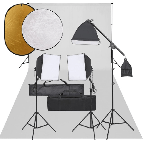 Kit per Studio Fotografico con Set Luci, Fondale e Riflettore