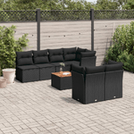 vidaXL Set Divani da Giardino con Cuscini 8 pz Nero in Polyrattan