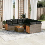 vidaXL Set Divano da Giardino 9 pz con Cuscini Grigio in Polyrattan