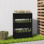 vidaXL Fioriera Nera 77x25x104,5 cm in Legno Massello di Pino