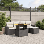 vidaXL Set Divano da Giardino 6 pz con Cuscini Nero in Polyrattan