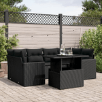 vidaXL Set Divani da Giardino con Cuscini 7pz Nero Polyrattan