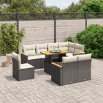 vidaXL Set Divani da Giardino 9 pz con Cuscini Nero in Polyrattan