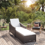 vidaXL Lettino Prendisole con Cuscino Bianco Crema in Polyrattan Nero